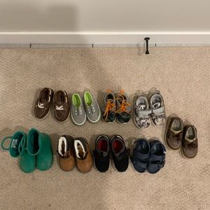Lot of toddler size 5 boy shoes.